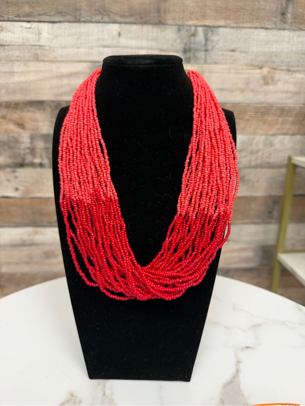 Talbots red/pink beaded multi strand necklace OS